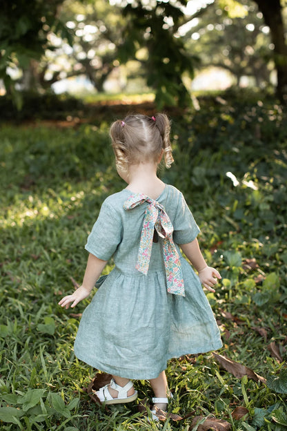 Norah linen dress with bow tie back