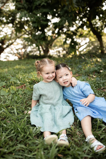 Norah linen dress with bow tie back