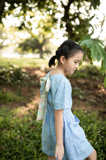 Norah linen dress with bow tie back