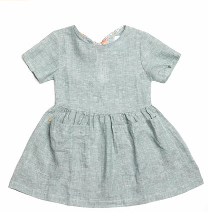 Norah linen dress with bow tie back