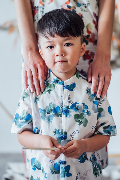 Orchid Mandarin Collar Shirt for boys