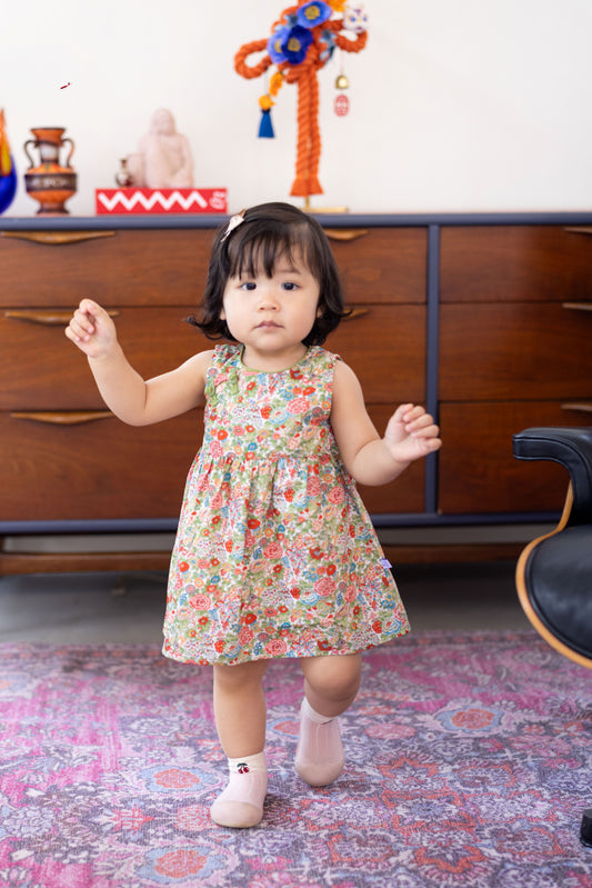 Peony Onesie Dress for Baby Girl