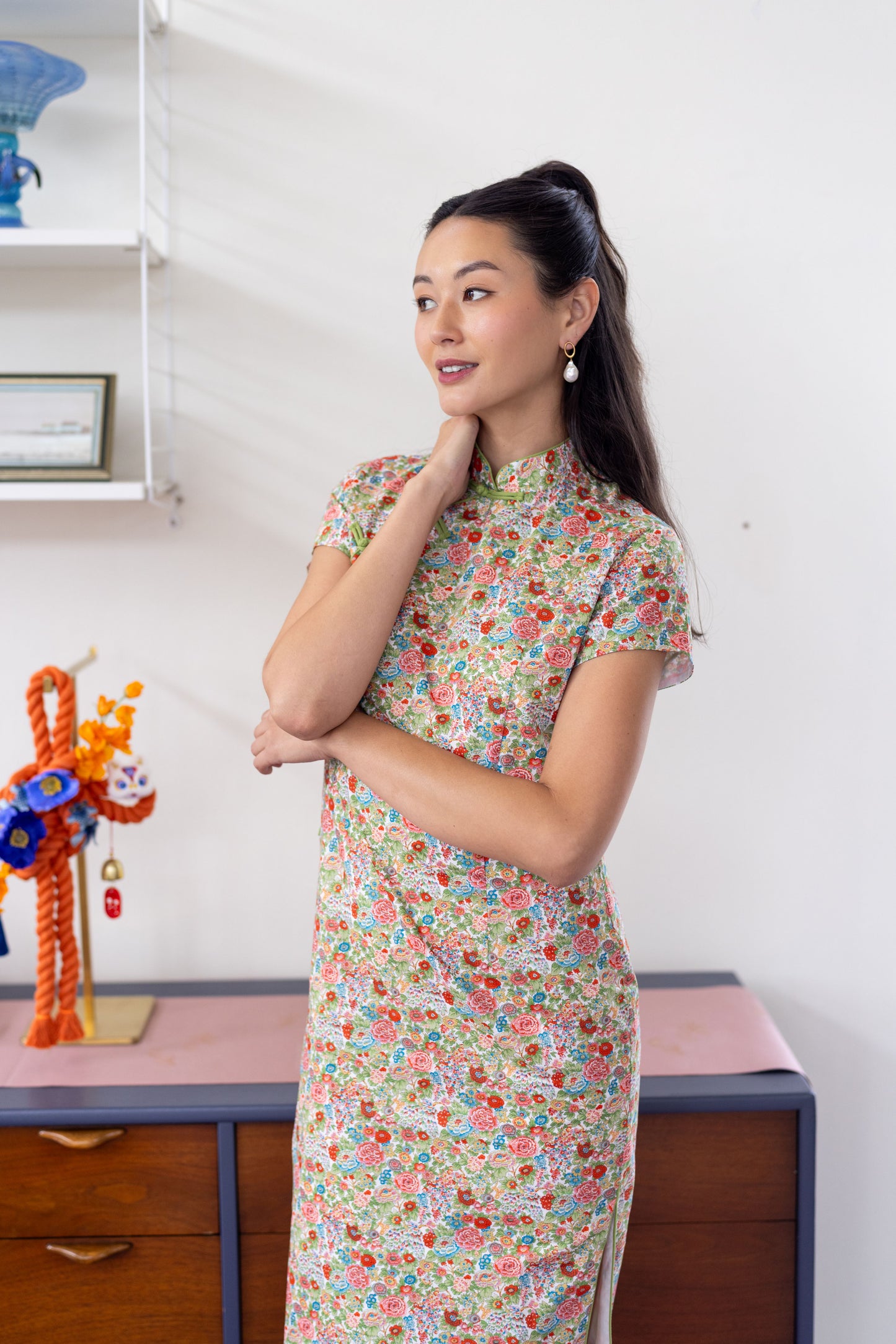 Peony Classic Cheongsam Dress for Lady