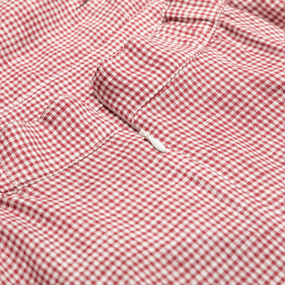 Red Gingham Linen Double Tie-Back Dress for woman