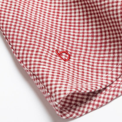 Red Gingham Linen Double Tie-Back Dress for woman