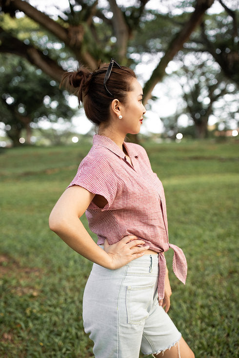Red Gingham linen shirt
