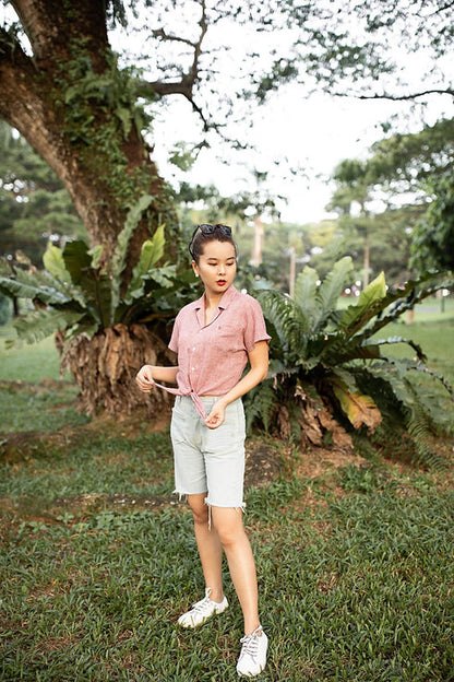 Red Gingham linen shirt