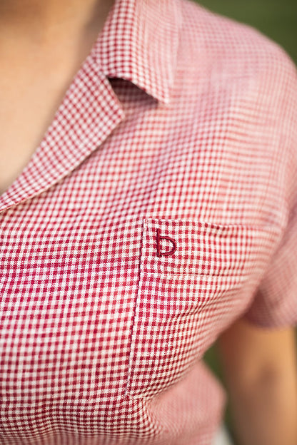 Red Gingham linen shirt