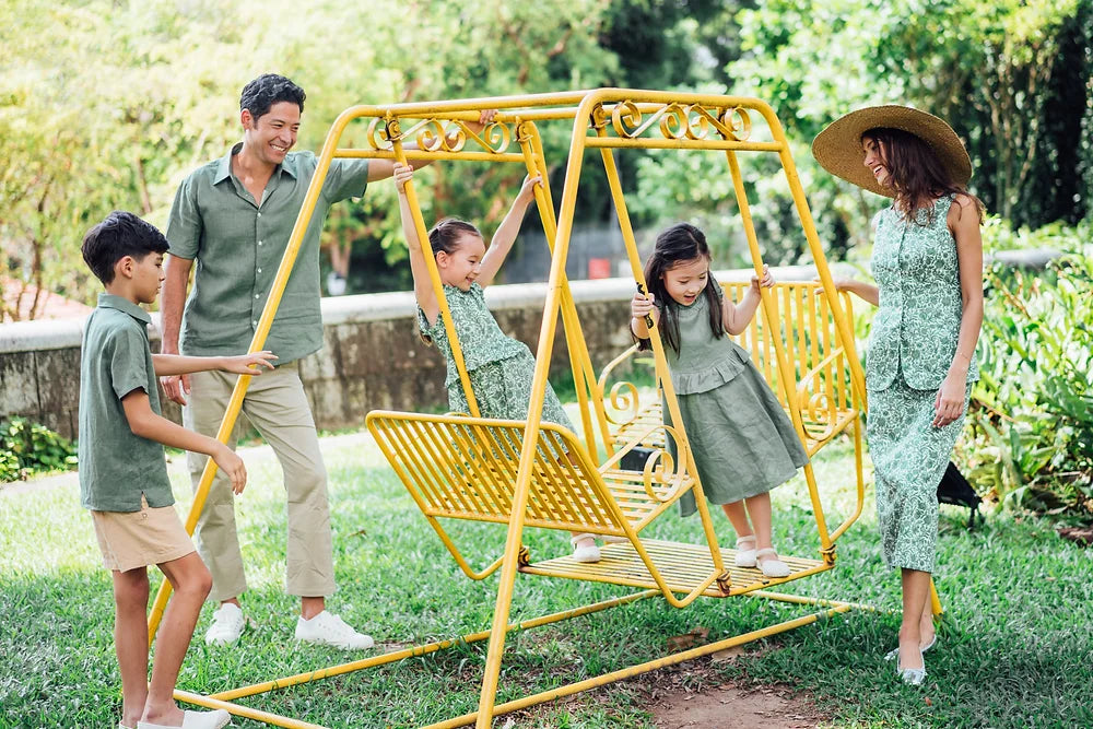 Sambourne Shirt for boy in moss green linen