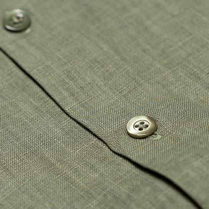 Sambourne Short Sleeve Shirt for Men in moss green linen