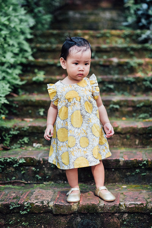 Sunflower Onesie Dress for Baby Girls