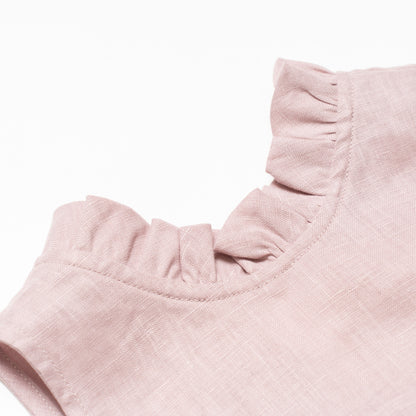 Margaret Linen Set in Pale Blush for Girls