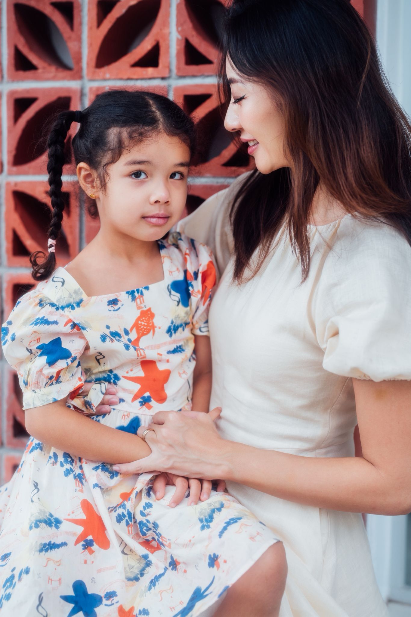 Sora Liberty Print Puff Sleeve Dress with Tie Sleeves for Girl