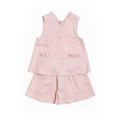 Margaret Linen Set in Pale Blush for Girls